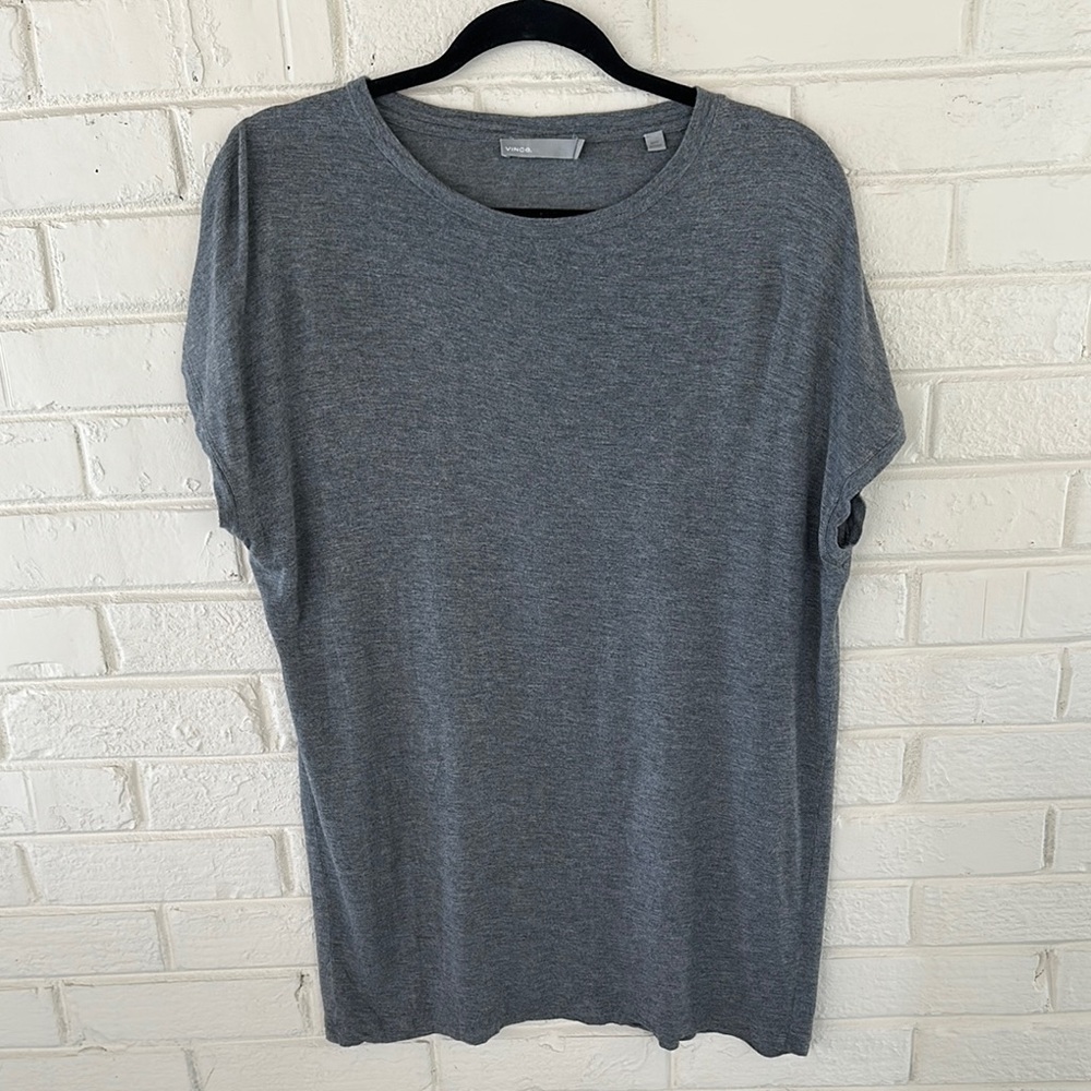 Vince Gray Cocoon Oversized Tunic Tee Size Small